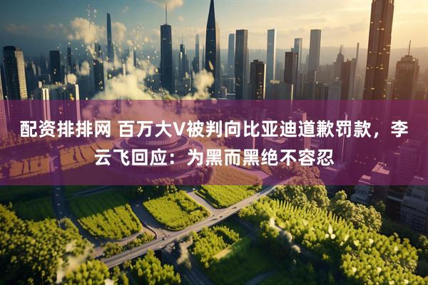 配资排排网 百万大V被判向比亚迪道歉罚款，李云飞回应：为黑而黑绝不容忍